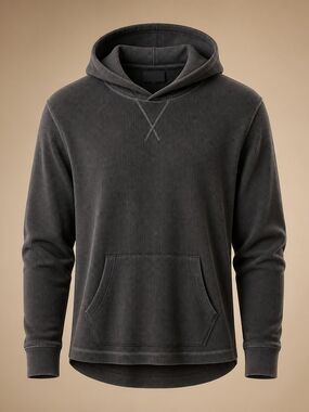 Noble Mount Men Gray Waffle Knit Thermal Hoodie Pullover Casual Shirt Large 5064